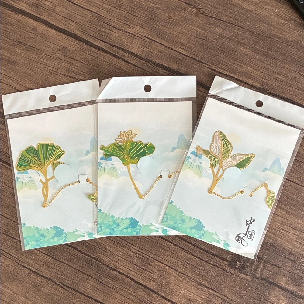 Elegant Gold Plant Bookmarks Set of 3